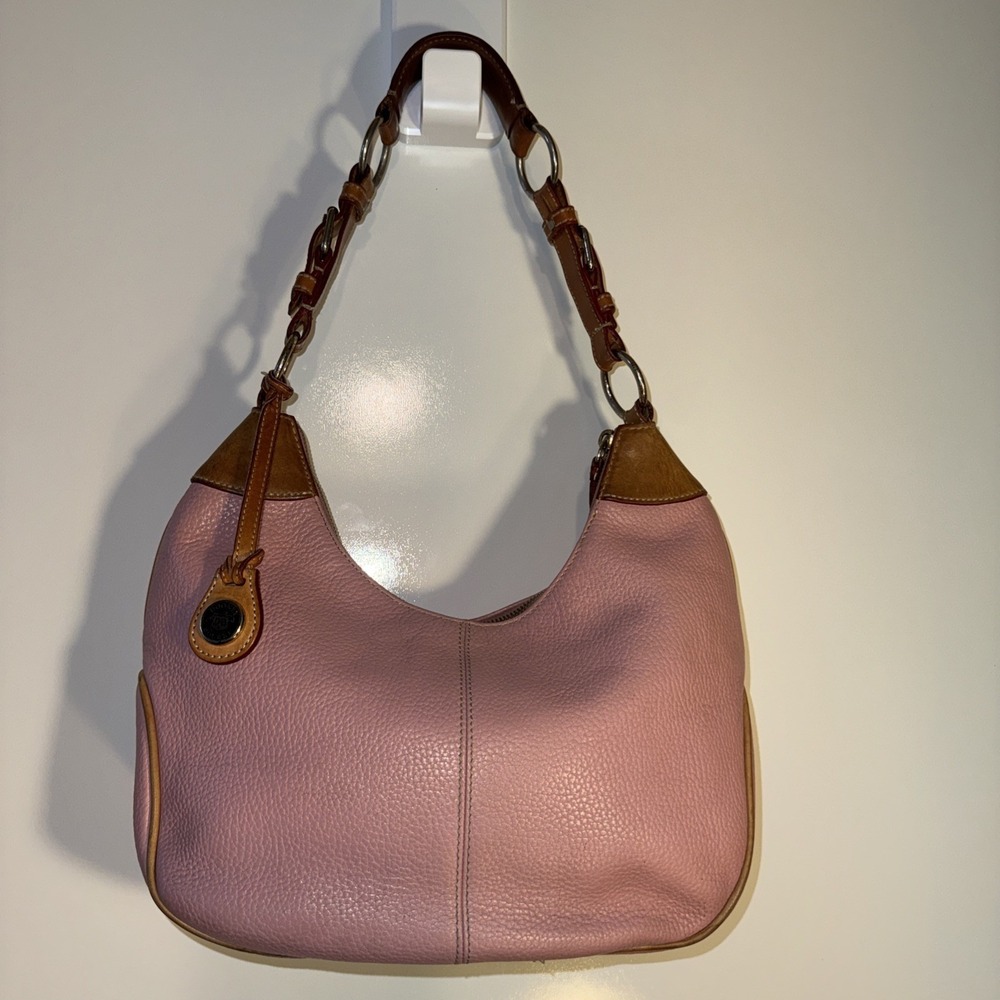 Dooney Bourke Women's Pink Leather Shoulder Bag, White Interior W/ Wallet GUC